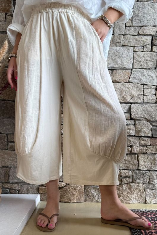 Jo Jo Quirky Hopsack Crop Pant Panna Cotta